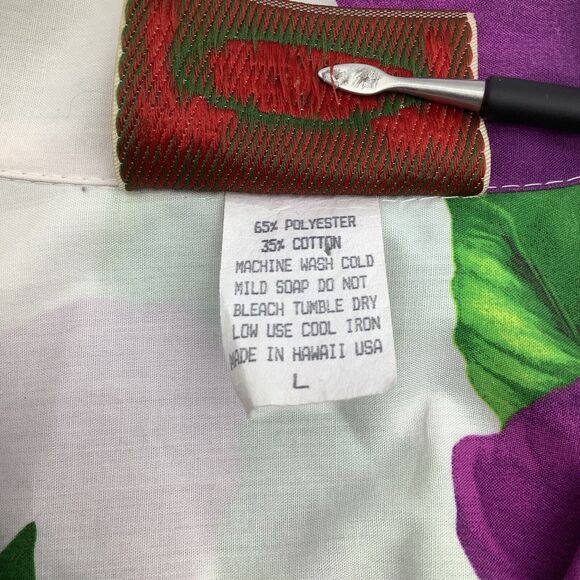 F & K Fashion Mens Short Sleeve Button Up Vintage Hawaiian Shirt Size Large - Picture 5 of 5